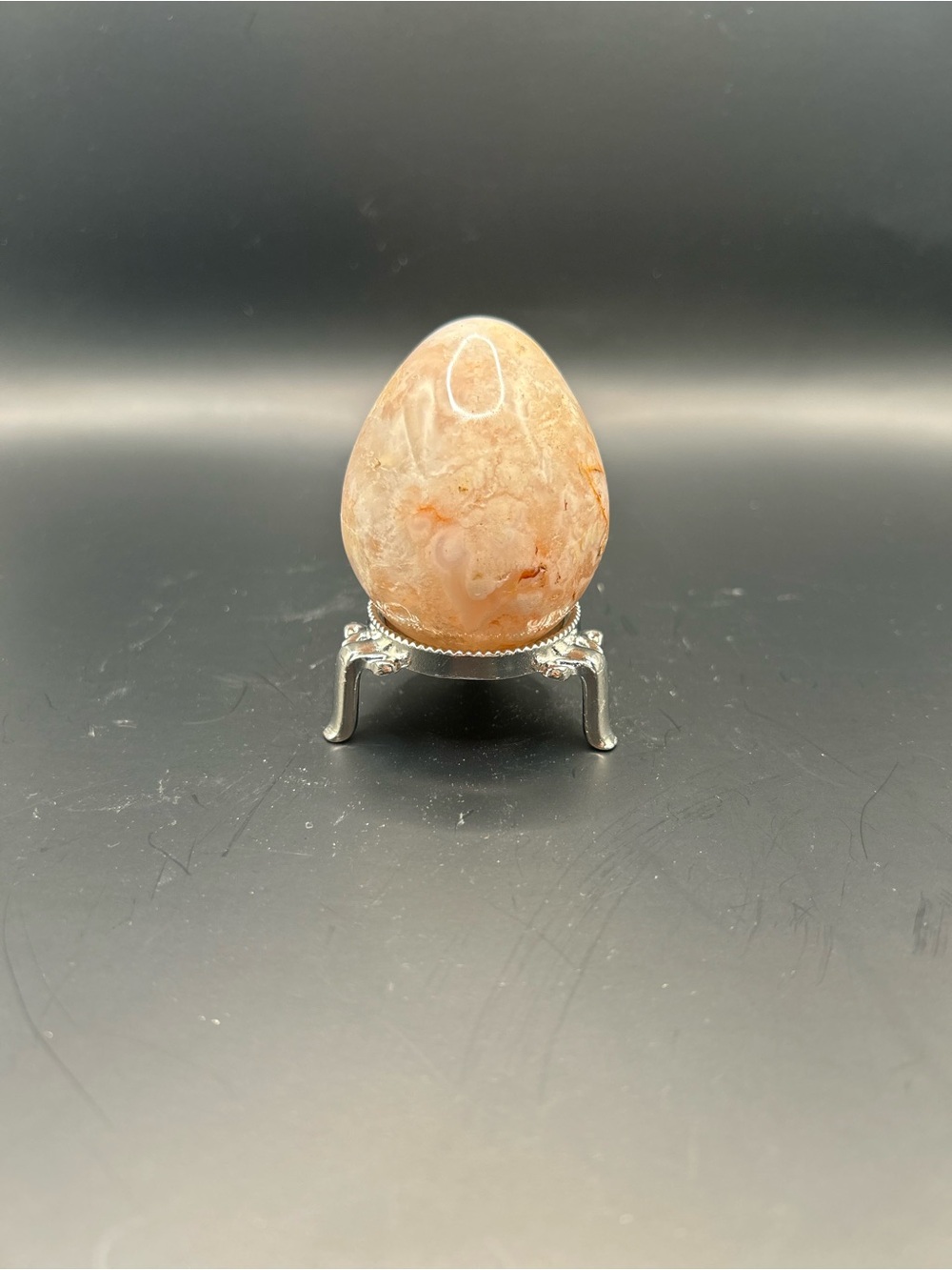 Polished Flower Agate Egg & stand